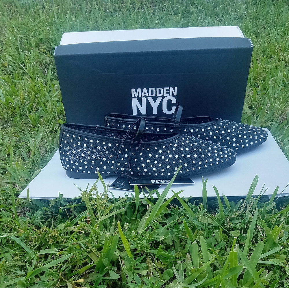Madden NYC Black Mesh Studded Flats - Picture 5 of 8